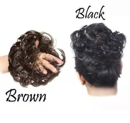 Elastic Artificial Hair Bun Brown & Black (Pack of 2)